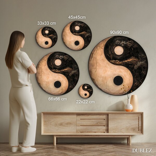 DUBLEZ | Tablou rotund cu simbolul Yin și Yang | Imprimare UV premium