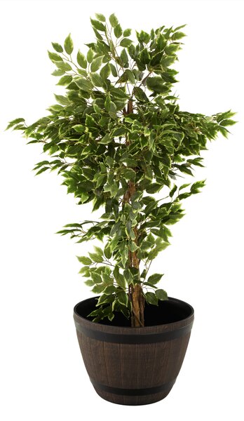 KONDELA Ghiveci de flori din plastic, maro, model lemn, MODAN TIP 2