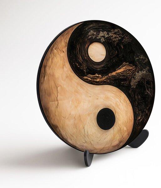 DUBLEZ | Tablou rotund cu simbolul Yin și Yang | Imprimare UV premium