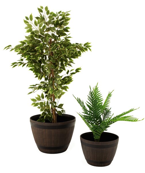 KONDELA Ghiveci de flori din plastic, maro, model lemn, MODAN TIP 2