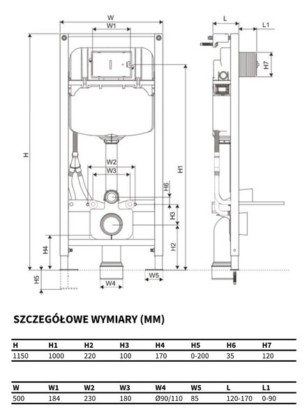 Excellent Shiro cadru încastrat pentru vas wc suspendat INEX.SP1150.500