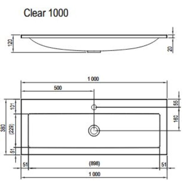 Ravak Clear lavoar 100x38 cm dreptunghiular mobilier alb luciu XJJ01110000