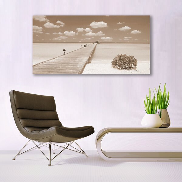 Tablou pe panza canvas Marea Podul Peisaj Sepia