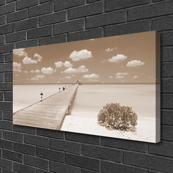 Tablou pe panza canvas Marea Podul Peisaj Sepia