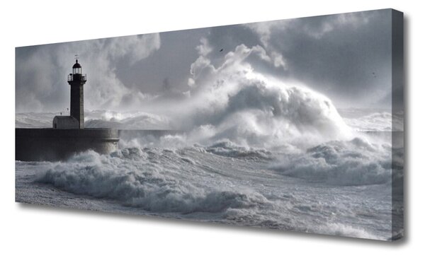 Tablou pe panza canvas Farul Lacul Sea Nature Gray