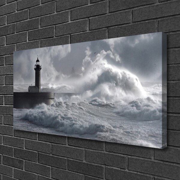 Tablou pe panza canvas Farul Lacul Sea Nature Gray