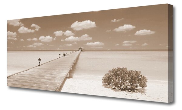 Tablou pe panza canvas Marea Podul Peisaj Sepia