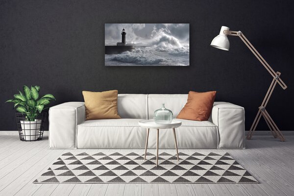 Tablou pe panza canvas Farul Lacul Sea Nature Gray