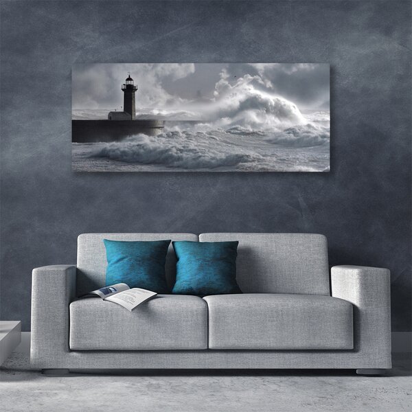 Tablou pe panza canvas Farul Lacul Sea Nature Gray