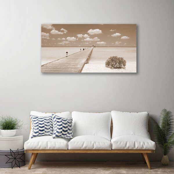 Tablou pe panza canvas Marea Podul Peisaj Sepia