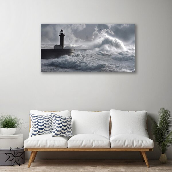 Tablou pe panza canvas Farul Lacul Sea Nature Gray