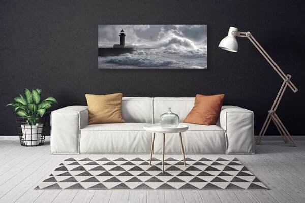 Tablou pe panza canvas Farul Lacul Sea Nature Gray