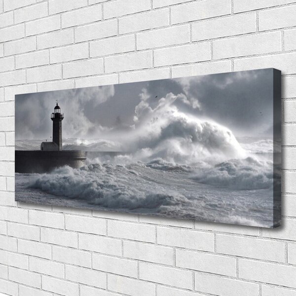Tablou pe panza canvas Farul Lacul Sea Nature Gray