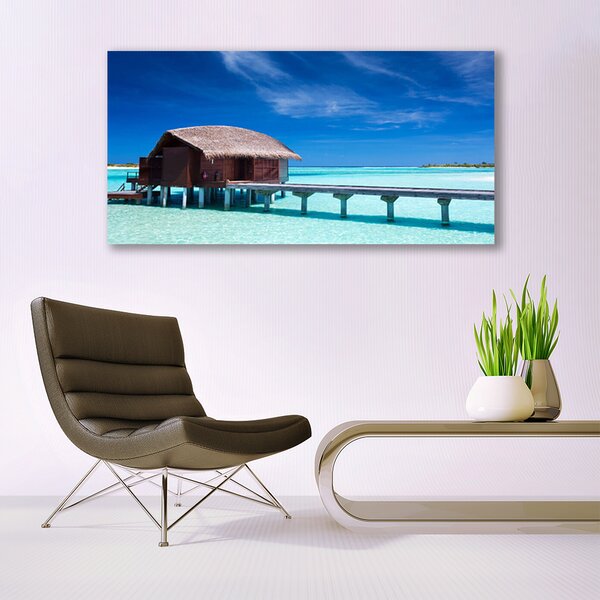 Tablou pe panza canvas South Sea Beach House Arhitectura Albastru Maro