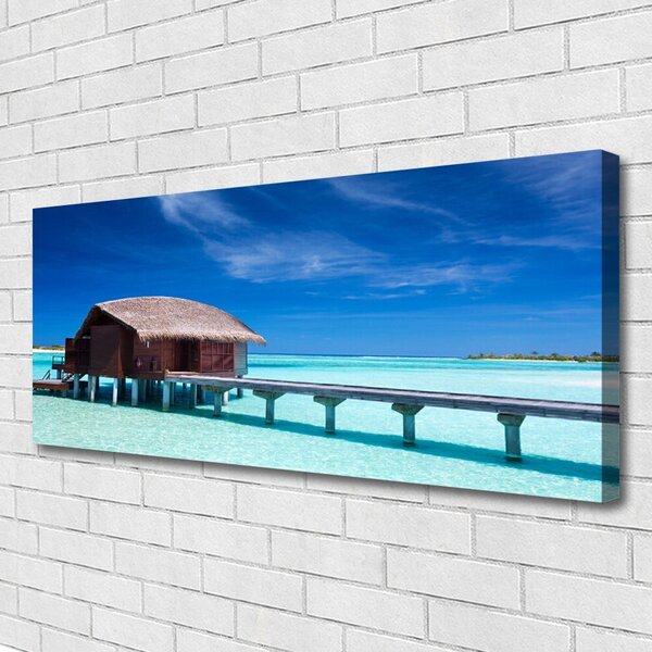 Tablou pe panza canvas South Sea Beach House Arhitectura Albastru Maro