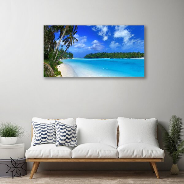 Tablou pe panza canvas Plaja Palms South Sea Peisaj Albastru Verde