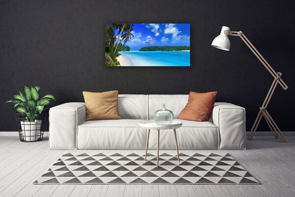 Tablou pe panza canvas Plaja Palms South Sea Peisaj Albastru Verde