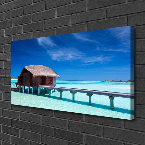 Tablou pe panza canvas South Sea Beach House Arhitectura Albastru Maro