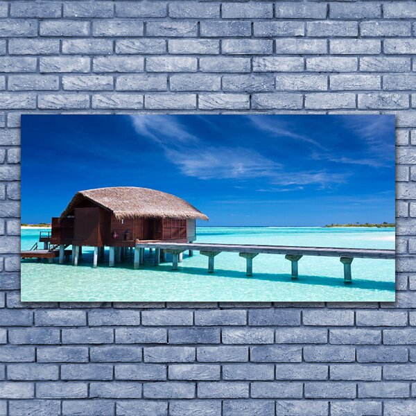 Tablou pe panza canvas South Sea Beach House Arhitectura Albastru Maro