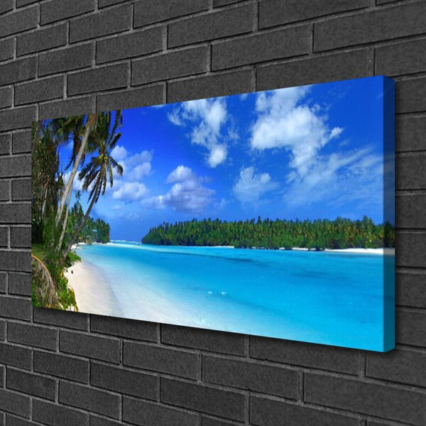 Tablou pe panza canvas Plaja Palms South Sea Peisaj Albastru Verde