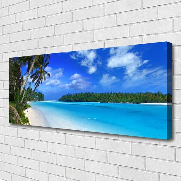 Tablou pe panza canvas Plaja Palms South Sea Peisaj Albastru Verde