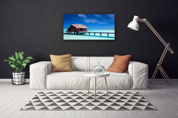 Tablou pe panza canvas South Sea Beach House Arhitectura Albastru Maro