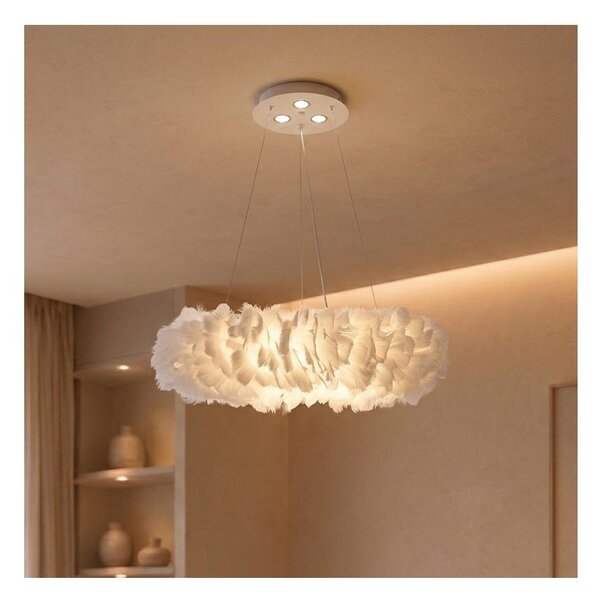 Brilagi - Lustru LED pe cablu FEATHER 3xE27/40W/230V + 3xLED/3W diam. 50 cm alb