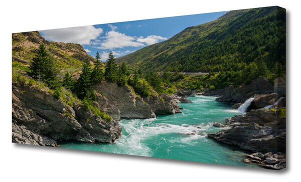 Tablou pe panza canvas Munții River Peisaj Albastru Verde