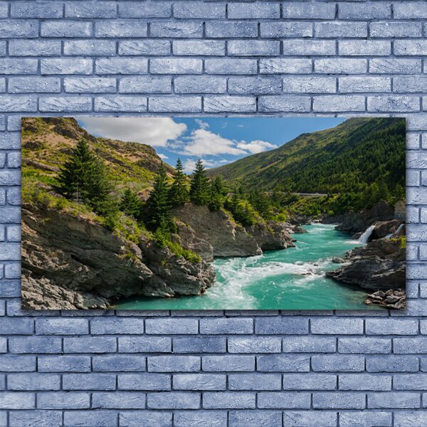 Tablou pe panza canvas Munții River Peisaj Albastru Verde