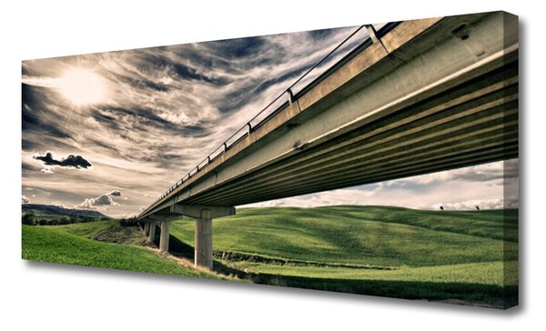 Tablou pe panza canvas Autostradă Podul Valley Arhitectura Verde Sepia Albastru