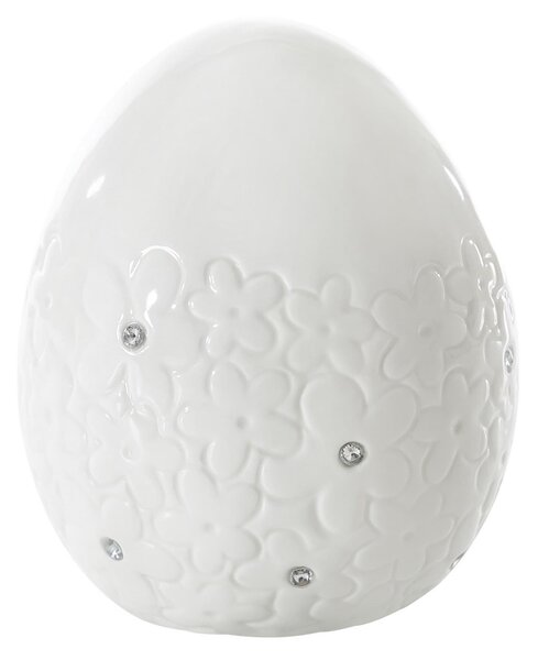 Decoratiune din dolomita Egg Small Alb, Ø8xH10 cm