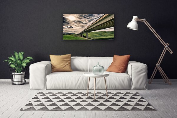 Tablou pe panza canvas Autostradă Podul Valley Arhitectura Verde Sepia Albastru