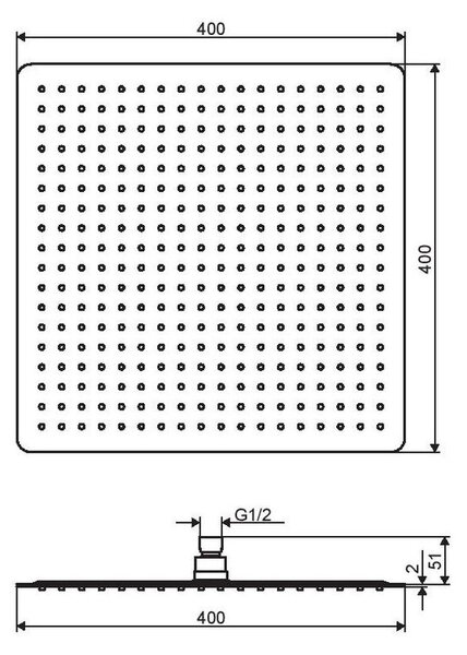 Excellent Slim cap de duș 40x40 cm pătrat crom AREX.3042CR