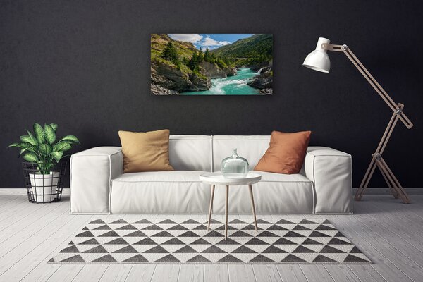 Tablou pe panza canvas Munții River Peisaj Albastru Verde