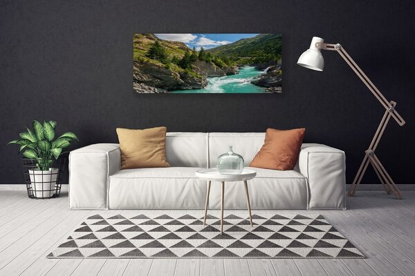 Tablou pe panza canvas Munții River Peisaj Albastru Verde