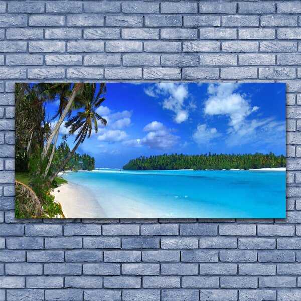 Tablou pe panza canvas Plaja Palms South Sea Peisaj Albastru Verde