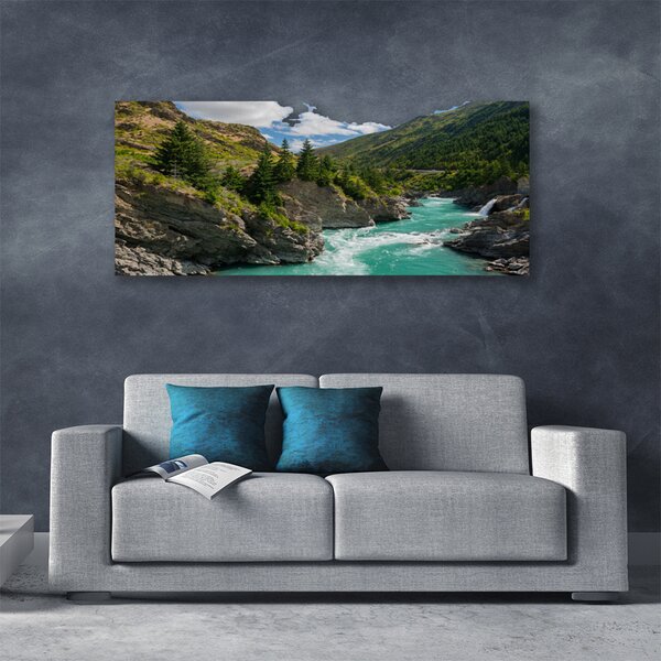 Tablou pe panza canvas Munții River Peisaj Albastru Verde