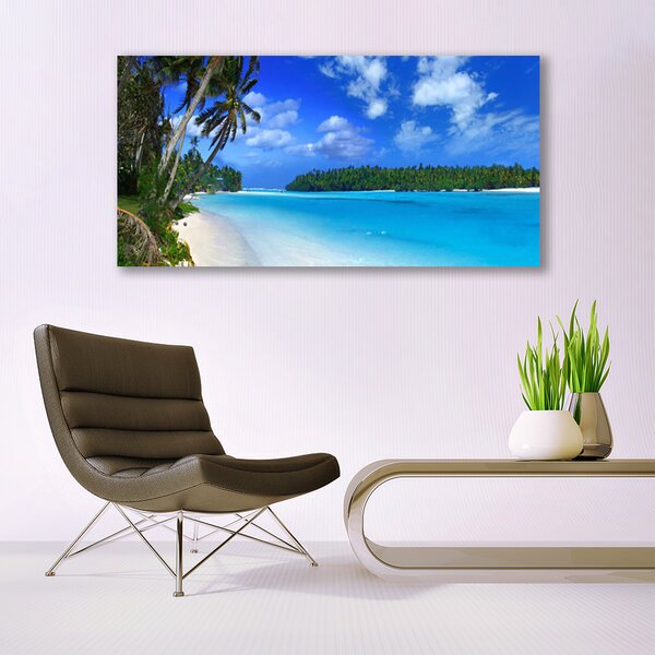 Tablou pe panza canvas Plaja Palms South Sea Peisaj Albastru Verde