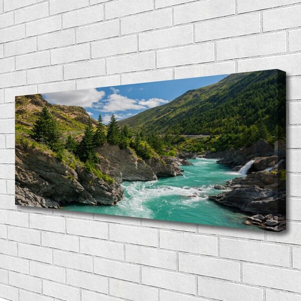 Tablou pe panza canvas Munții River Peisaj Albastru Verde