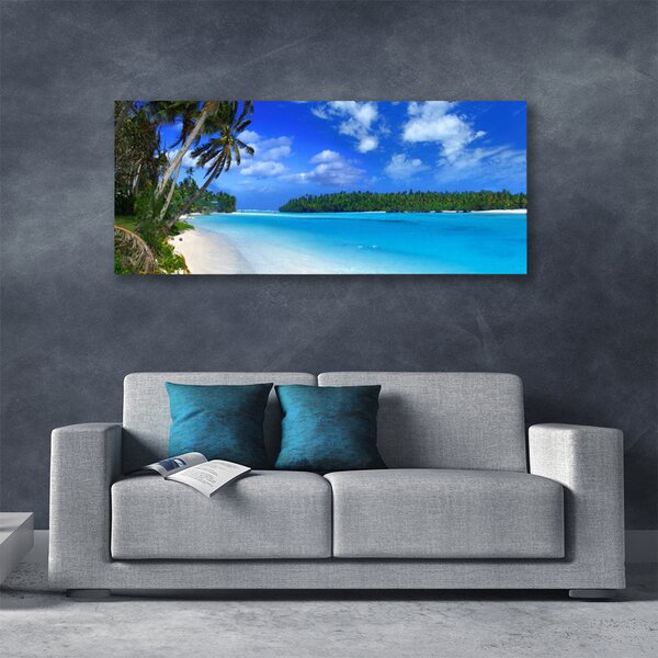 Tablou pe panza canvas Plaja Palms South Sea Peisaj Albastru Verde