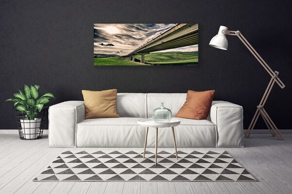 Tablou pe panza canvas Autostradă Podul Valley Arhitectura Verde Sepia Albastru