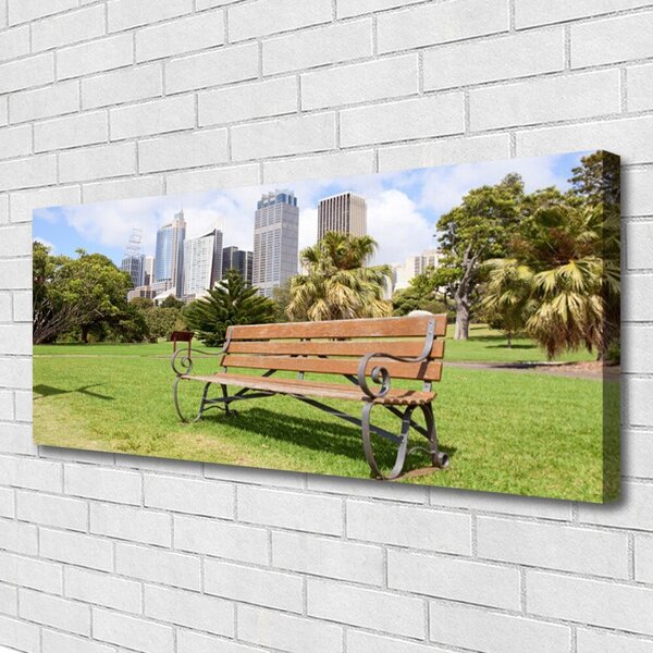 Tablou pe panza canvas Parcul Skyscraper Natura Verde Maro Albastru