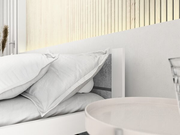 Pat dublu IKAROS DOUBLE 180 x 200 cm, beton/alba Saltele: Fara saltea, Somiera pat: Cu lamele drepte