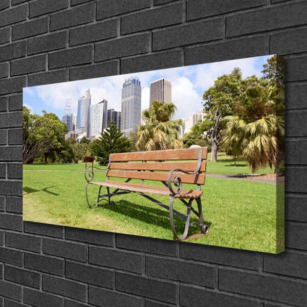 Tablou pe panza canvas Parcul Skyscraper Natura Verde Maro Albastru