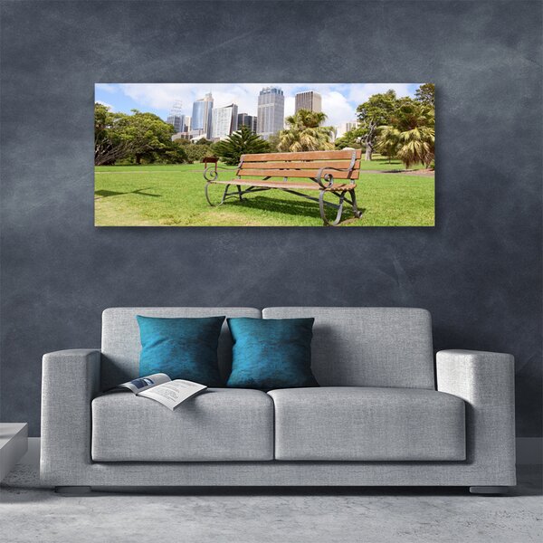 Tablou pe panza canvas Parcul Skyscraper Natura Verde Maro Albastru