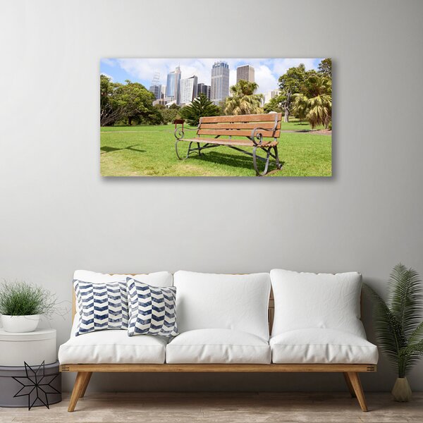Tablou pe panza canvas Parcul Skyscraper Natura Verde Maro Albastru