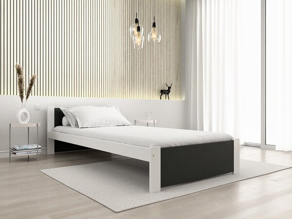 Pat de o persoana IKAROS 90 x 200 cm, antracit/alb Saltele: Cu saltele Coco Maxi 20 cm, Somiera pat: Fara somiera