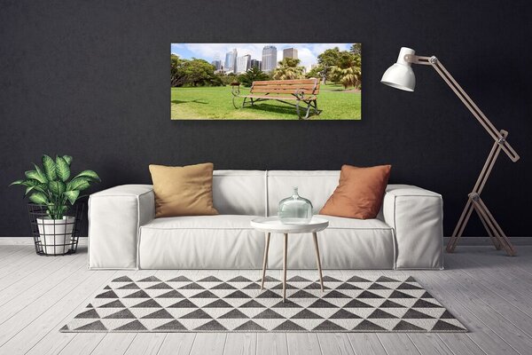 Tablou pe panza canvas Parcul Skyscraper Natura Verde Maro Albastru