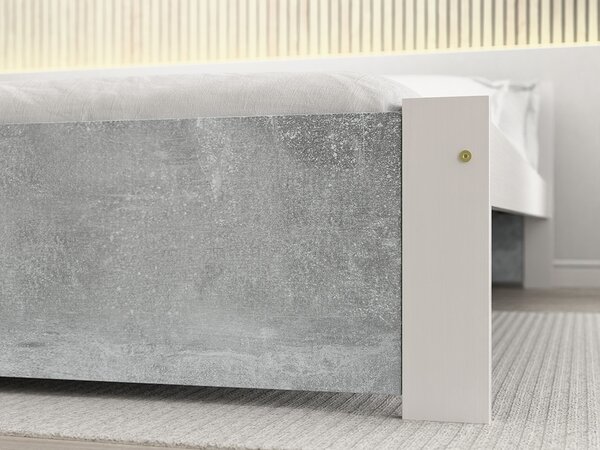 Pat de o persoana IKAROS 90 x 200 cm, beton/alb Saltele: Fara saltea, Somiera pat: Fara somiera