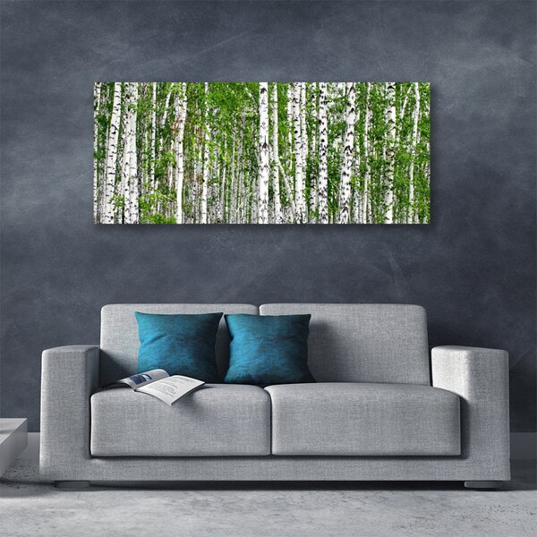Tablou pe panza canvas Birch Forest Copaci Natura Verde Alb